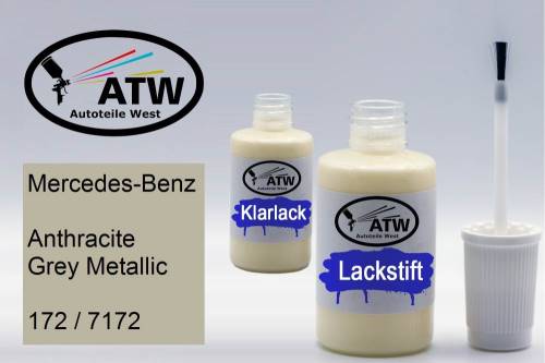 Mercedes-Benz, Anthracite Grey Metallic, 172 / 7172: 20ml Lackstift + 20ml Klarlack - Set, von ATW Autoteile West.